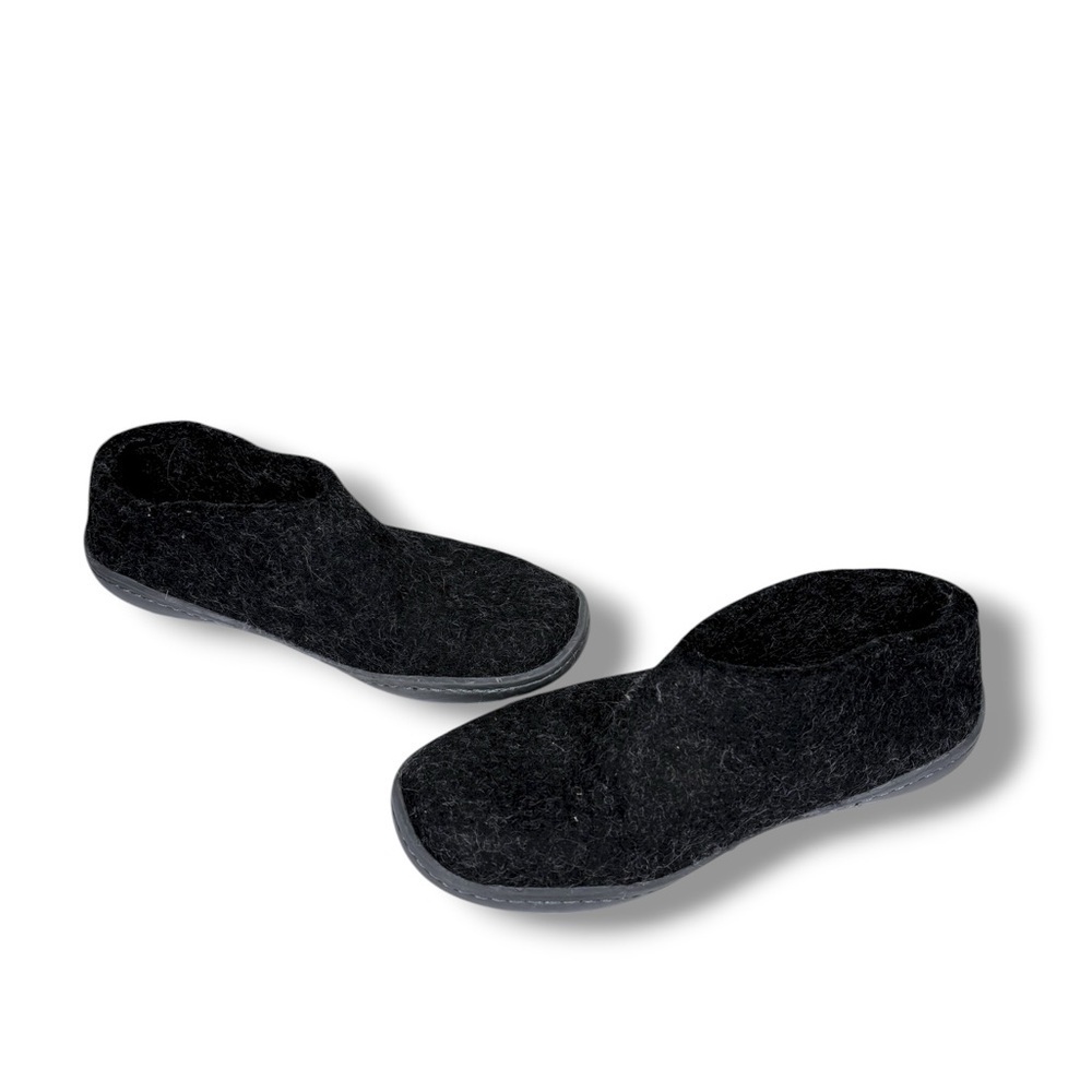 Glerups Black/Grey Wool Felt Boho German Slipper Shoes Size 42